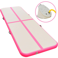 vidaXL Inflatable Gymnastics Mat with Pump 800x100x10 cm PVC Pink
