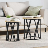 vidaXL Coffee Table 2 pcs Sonoma Oak Engineered Wood and Steel