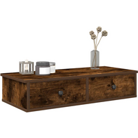 vidaXL Wall Shelf with Drawers Smoked Oak 80x31x17 cm Engineered Wood