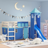vidaXL Curtains for Loft Bed with Tower Blue Polyester