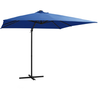vidaXL Cantilever Garden Parasol with LED lights and Steel Pole 250x250 cm Azure Blue