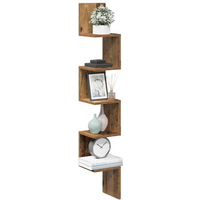 vidaXL Wall Corner Shelf Old Wood 20x20x127.5 cm Engineered Wood