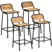 vidaXL Bar Stools 4 pcs 46x35.5x80 cm Solid Wood Rough Mango