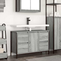 vidaXL Basin Cabinet with Drawers Grey Sonoma 90x34.5x60 cm