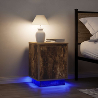 vidaXL Bedside Cabinets with LED Lights 2 pcs Smoked Oak 38x34x50 cm