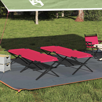 vidaXL Folding Camping Bed Folding Manual Red Oxford fabric