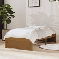 vidaXL Bed Frame without Mattress Honey Brown Solid Wood 75x190 cm Small Single