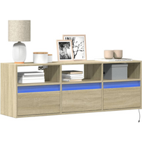 vidaXL TV Wall Cabinet with LED Lights Sonoma Oak 130x31x45 cm