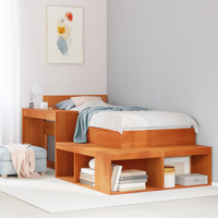 vidaXL Bedside Cabinet with Desk Wax Brown 222x107x75 cm Solid Wood Pine