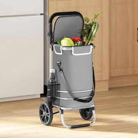 vidaXL Shopping Trolley Grey 36.5 x 46.5 x 100.5 cm Oxford fabric