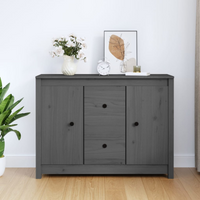 vidaXL Sideboard Grey 100x35x74 cm Solid Wood Pine