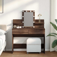 vidaXL Dressing Table with LED Brown Oak 100x40x130 cm