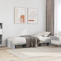 vidaXL Bed Frame without Mattress Concrete Grey 75x190 cm Small Single Engineered Wood