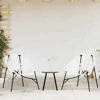 vidaXL Garden Chair Set 3 pcs Black and White Poly Rattan