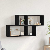 vidaXL Wall Shelf with Shelf Black Oak 76 x 15 x 53 cm Engineered Wood