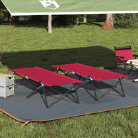 vidaXL Folding Camping Bed 2 pcs Red 206 x 76 x 74 cm Oxford fabric