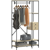 vidaXL Clothes Rack with Shelves Sonoma Oak Engineered Wood