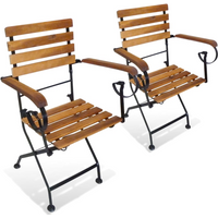 vidaXL Folding Garden Chairs 2 pcs Steel and Solid Acacia Wood