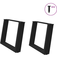vidaXL Coffee Table Legs U-Shaped 2 pcs Black 70x(42-43) cm Steel