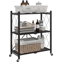 vidaXL Storage Shelf on Wheels Black 71x34x88 cm Steel