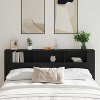 vidaXL Headboard Cabinet with Shelf Black Oak 200 x 18.5 x 102.5 cm