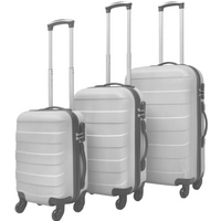 vidaXL Three Piece Hardcase Trolley Set Silver 45.5/55/66 cm