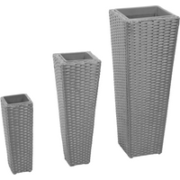 vidaXL Garden Raised Beds 3 pcs Poly Rattan Black