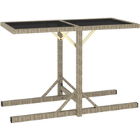 Garden Table 110x53x72 cm Glass and Poly Rattan