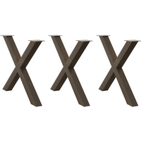 vidaXL Dining Table Legs X-Shaped 3 pcs Natural Steel 90x(72-73) cm Steel