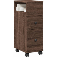 vidaXL Narrow Bathroom Cabinet with Wheels Brown Oak Engineered Wood