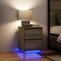 vidaXL Bedside Cabinets with LED Lights 2 pcs Sonoma Oak 38x34x50 cm