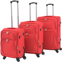 vidaXL 3 Piece Soft Case Trolley Set Red
