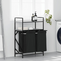 vidaXL Laundry Basket 2 Compartments with Shelves Grey Sonoma