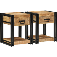 vidaXL Bedside Cabinets 2 pcs 40x40x50 cm Solid Rough Wood Mango