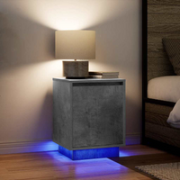 vidaXL Bedside Cabinets with LED Lights 2 pcs Concrete Grey 38x34x50 cm