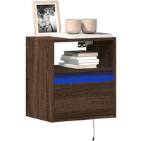 vidaXL TV Wall Cabinets with LED Lights 2 pcs Brown Oak 41x31x45 cm