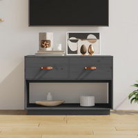 vidaXL TV Cabinet Grey 90x40x60 cm Solid Wood Pine