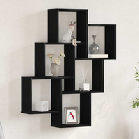 vidaXL Wall Shelf with Shelf Black Oak 78 x 15 x 92 cm Engineered Wood