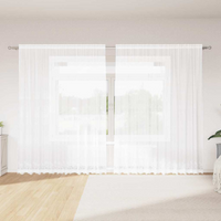 vidaXL Lace Curtain with Curtains Floral White 245x300cm Polyester