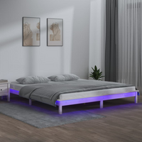 vidaXL LED Bed Frame without Mattress White 120x200 cm Solid Wood
