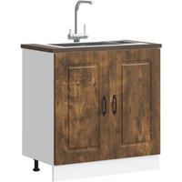 vidaXL Sink Base Cabinet Kalmar Smoked Oak 80x46x81.5 cm Engineered Wood