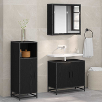 vidaXL Bathroom Furniture Set with Shelf Black Oak 35 x 37.5 x 100 cm