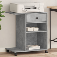vidaXL Printer Stand with Wheels Concrete Grey 60x40x68.5 cm
