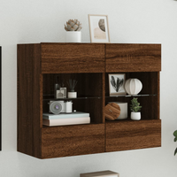 vidaXL TV Wall Cabinet with LED Lights Brown Oak 78.5x30x60.5 cm