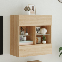 vidaXL TV Wall Cabinet with LED Lights Sonoma Oak 58.5x30x60.5 cm