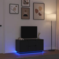 vidaXL TV Cabinet with LED Lights Black Oak 100x41x50 cm