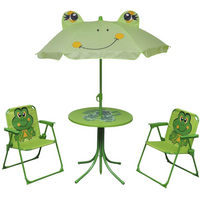 vidaXL 3 Piece Kids' Garden Bistro Set with Parasol Green