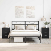 vidaXL Bedside Cabinets 2 pcs Black 38x35x56 cm Engineered Wood