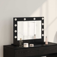 vidaXL Vanity Mirror with LED Strip Lights Black Oak 60 x 45 x 18 cm