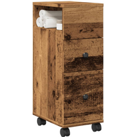 vidaXL Narrow Bathroom Cabinet with Wheels Old Wood Engineered Wood